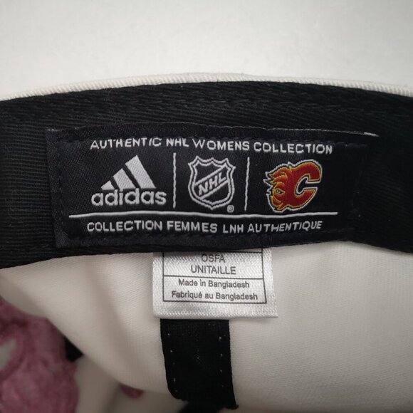 Adidas Authentic NHL Women's Collection Calgary Flames White & Pink Baseball Hat - Picture 2 of 6